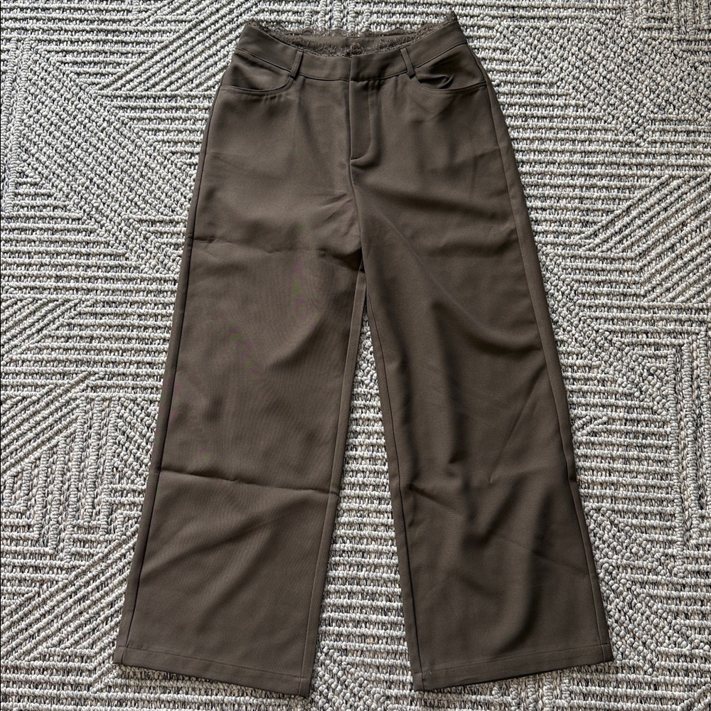 Elegant Brown Women's Wide-Leg Pants